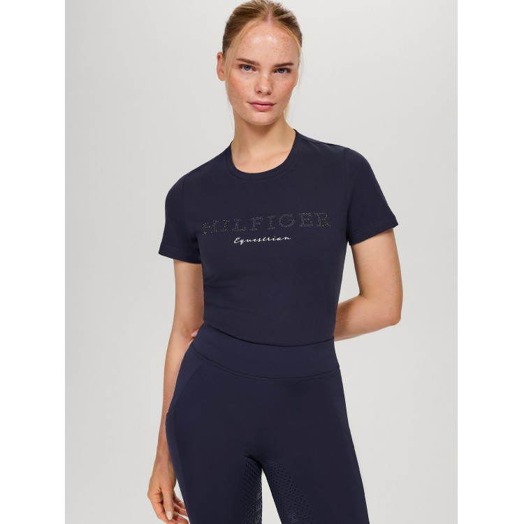 T-shirt Tommy Hilfiger Equestrian Belmont a maniche corte con strass donna T-shirt Tommy Hilfiger Equestrian Belmont a maniche corte con strass donna