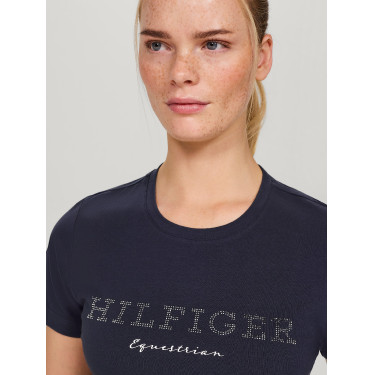 T-shirt Tommy Hilfiger Equestrian Belmont a maniche corte con strass donna T-shirt Tommy Hilfiger Equestrian Belmont a maniche corte con strass donna