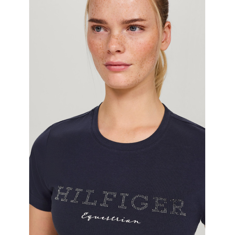 T-shirt Tommy Hilfiger Equestrian Belmont a maniche corte con strass donna T-shirt Tommy Hilfiger Equestrian Belmont a maniche corte con strass donna