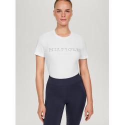 T-shirt Tommy Hilfiger Equestrian Belmont a maniche corte con strass donna Bianco