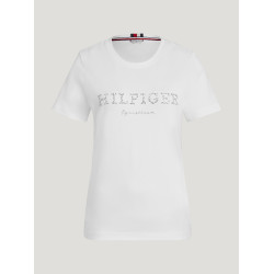 T-shirt Tommy Hilfiger Equestrian Belmont a maniche corte con strass donna Bianco