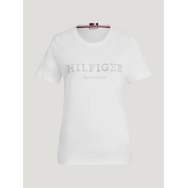 T-shirt Tommy Hilfiger Equestrian Belmont a maniche corte con strass donna Bianco T-shirt Tommy Hilfiger Equestrian Belmont a maniche corte con strass donna Bianco