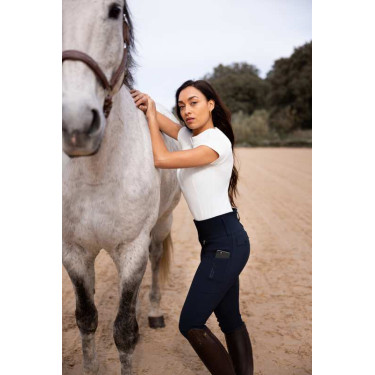 Pantaloni da equitazione Horze Leonie donna con fondo integrale Blu marino scuro