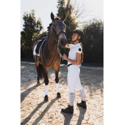 Pantaloni da gara Horze Grand Prix III con grip integrale da donna Bianco brillante