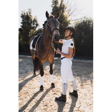 Pantaloni da gara Horze Grand Prix III con grip integrale da donna Bianco brillante