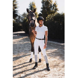 Pantaloni da gara Horze Grand Prix III con grip integrale da donna Bianco brillante