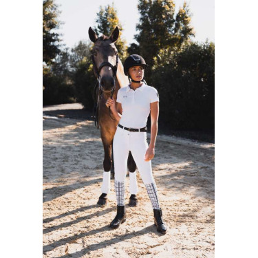 Pantaloni da gara Horze Grand Prix III con grip integrale da donna Bianco brillante