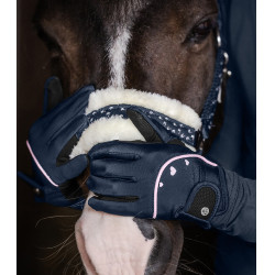 Guanti da equitazione ELT Metropolitan Heart bambino Blu notte / lucky