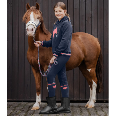 Pantaloni da equitazione termici ELT Essential con silicone per bambini Blu profondo