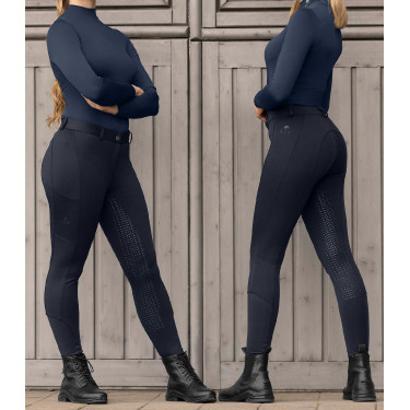 Pantaloni da equitazione termici ELT Essential con silicone da donna Blu profondo