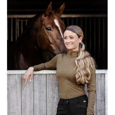 T-shirt con zip ELT funzionale Milano Miscela cappuccino Marrone