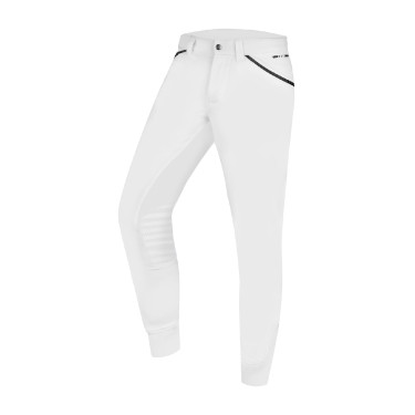 Pantaloni da equitazione ELT Mailo con grip al ginocchio da uomo Bianco