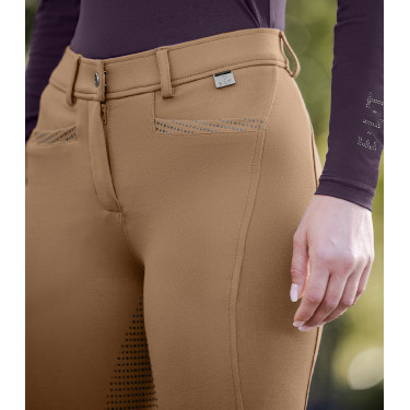 Pantaloni da equitazione ELT Oktavia in silicone Cappuccino Marrone