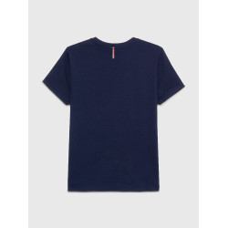 T-shirt grafico Tommy Hilfiger Equestrian Brooflyn a maniche corte da donna Cielo del deserto Blu
