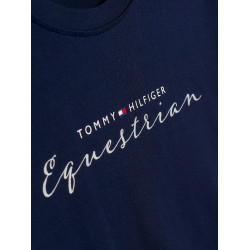 T-shirt grafico Tommy Hilfiger Equestrian Brooflyn a maniche corte da donna Cielo del deserto Blu