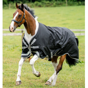 Coperta Horseware Amigo 1200D Turnout 100g Nero / grigio titanio / argento Coperta Horseware Amigo 1200D Turnout 100g Nero / grigio titanio / argento