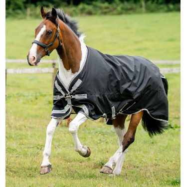 Coperta Horseware Amigo 1200D XL Turnout 150g Nero / grigio titanio / argento