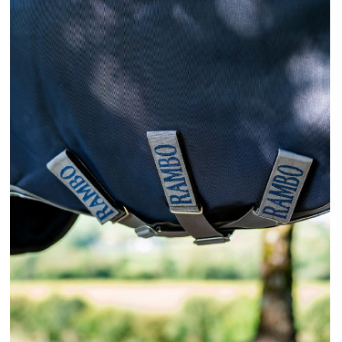 Coperta Horseware Rambo Supreme Turnout Vari-layer 1680D 450g Marino / temporale / grigio argento Blu marino