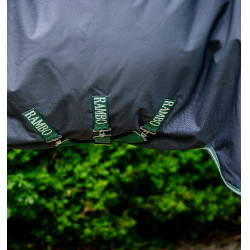 Coperta da esterno Horseware Rambo Wug 0g 1000D Blu marino / verde cacciatore / argento