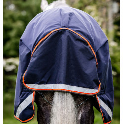 Coperta Horseware Rambo Original 100g con Leg Arches Marina / arancione Blu