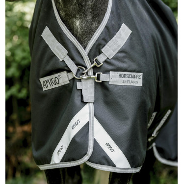 Coperta Horseware High Neck Amigo® Bravo 12 Original 250g 1200D Nero / grigio titanio / argento