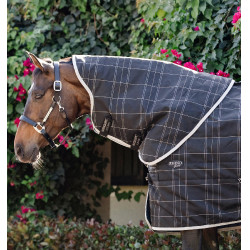 Copricollo da scuderia Horseware Rhino 100g Nero / quadri bianco grigi