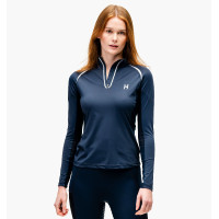 Polo 1/4 zip Horseware Stamina a maniche lunghe Marina Blu marino