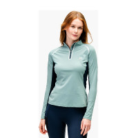 Polo 1/4 zip Horseware Stamina a maniche lunghe Saggio Blu