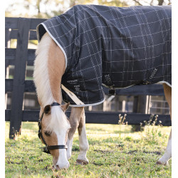 Coperta Horseware Rhino Wug Pony Turnout 0g Nero / quadri bianco grigi Coperta Horseware Rhino Wug Pony Turnout 0g Nero / quadri bianco grigi