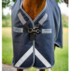 Coperta Horseware Rambo 1680D Turnout 0g Marino / temporale / grigio argento Blu marino