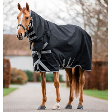Coperta Horseware Amigo 1200D Integrated Turnout 250g Nero / grigio titanio / argento