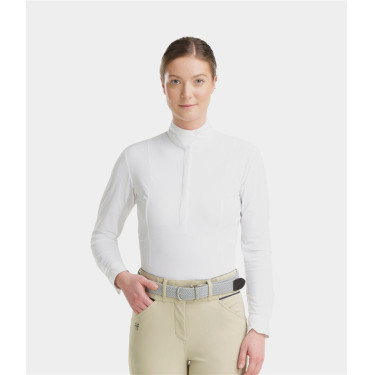 Polo da concorso Monica Horse Pilot maniche lunghe donna Bianco