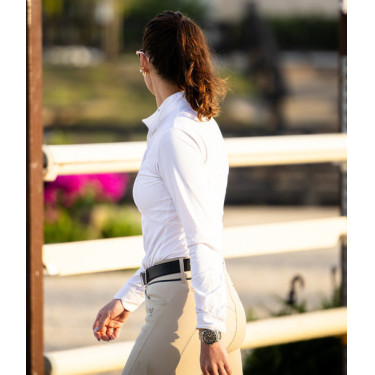 Polo da concorso Monica Horse Pilot maniche lunghe donna Bianco