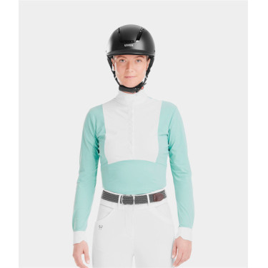 Polo da concorso Monica Horse Pilot maniche lunghe donna Verde mare