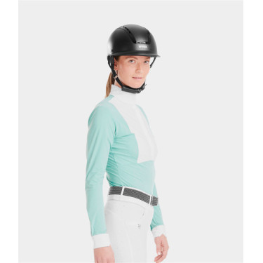 Polo da concorso Monica Horse Pilot maniche lunghe donna Verde mare