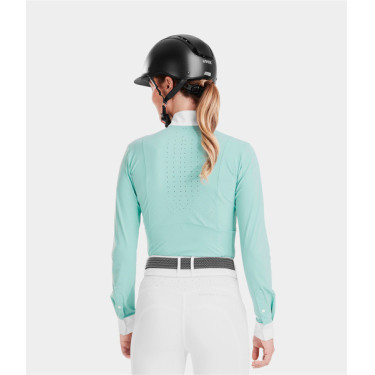 Polo da concorso Monica Horse Pilot maniche lunghe donna Verde mare