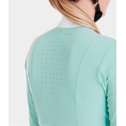 Polo da concorso Monica Horse Pilot maniche lunghe donna Verde mare