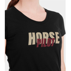T-shirt Horse Pilot Team donna Nero