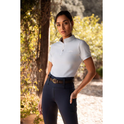 T-shirt da allenamento Horze Joie a maniche corte per bambini Grigio alba blu