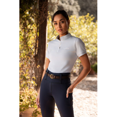 T-shirt da allenamento Horze Joie a maniche corte per bambini Grigio alba blu