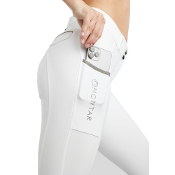Pantaloni Montar MoGloria full grip donna fascia caviale Bianco