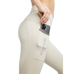 Legging ibrido pull-on Montar MoGloria fascia Caviar full grip donna Grigio argento chiaro