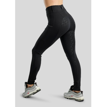 Leggings ibridi pull-on Montar MoBlair con cristalli Gun Metal full grip donna
