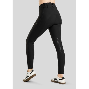 Pantaloni Montar MoZuna Refined Pintucks con grip al ginocchio in cristalli gun metal da donna Pantaloni Montar MoZuna Refined Pintucks con grip al ginocchio in cristalli gun metal da donna