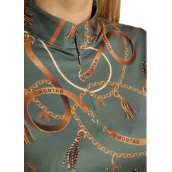 Polo a maniche lunghe Montar stampato Haily bridle donna Verde pino
