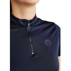 T-shirt a maniche corte Montar MoBlair con cristallo grigio scuro donna Marina Blu marino