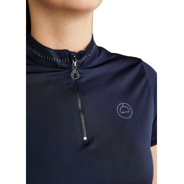 T-shirt a maniche corte Montar MoBlair con cristallo grigio scuro donna Marina Blu marino