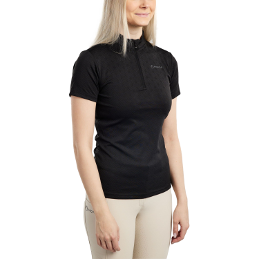 Polo da allenamento Montar MoCilia raffinato a maniche corte Jacquard donna Nero