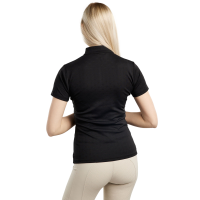 Polo da allenamento Montar MoCilia raffinato a maniche corte Jacquard donna Nero