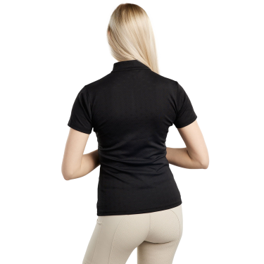 Polo da allenamento Montar MoCilia raffinato a maniche corte Jacquard donna Nero